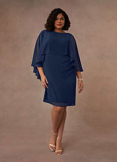 Azazie Mirra Vestidos para mãe da noiva Vestir Azul Marinho de Chiffon de Bainha com Plissado image7
