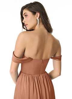 Azazie Morana Bridesmaid Dresses Bronzer A-Line Off the Shoulder Stretch Satin Convertible Dress image7