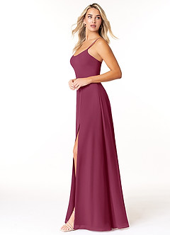 Azazie Moira Bridesmaid Dresses Mulberry A-Line Scoop Chiffon Dress image3