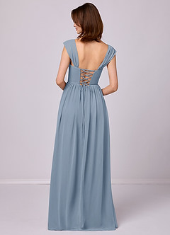 Barbie ♥ Azazie Bridesmaid Dresses Dusty Blue A-Line Corset Chiffon Dress image6
