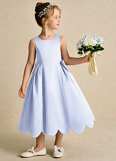 Azazie Macaroon Flower Girl Dresses Lavender Ball-Gown Bow Matte Satin Dress image2