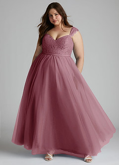 Azazie Luxi Bridesmaid Dresses Vintage Mauve A-Line Pleated Tulle Dress image6