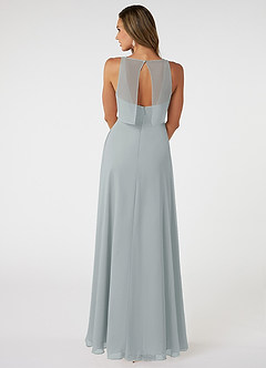 Azazie Aubree Final Sale Dolphin Grey A-Line with Pockets Chiffon Dress image2