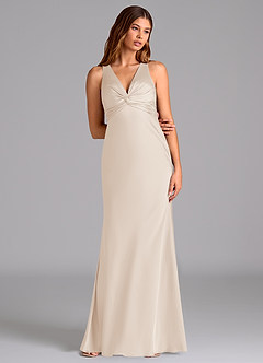 Azazie Hati Robes de demoiselle d'honneur Robe Sirène en Satin extensible Albâtre Blanc image3