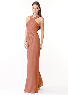 Azazie Berdie Abiti da Damigella Tuta in Chiffon con Scollo Halter Più Tagliato image3
