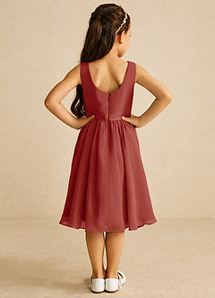 Azazie Ari Flower Girl Dresses Terracotta A-Line Sleeveless Chiffon Dress image6