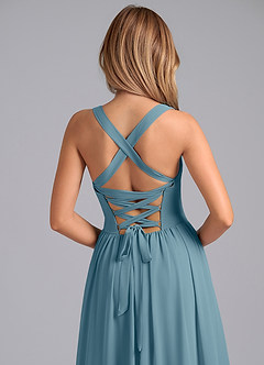 Azazie Francis Abiti da Damigella Abito A-Line in Chiffon Corsetto Blu Lunatico image7