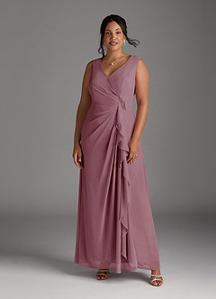 Azazie Manuella Mother of the Bride Dresses Vintage Mauve A-Line V-Neck Pleated Chiffon Dress image11