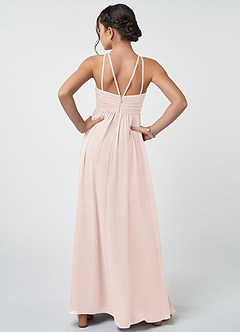 Azazie Leighton Junior Rose Petal A-Line Pleated Chiffon Dress image3