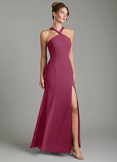 Azazie Rue Bridesmaid Dresses Mulberry A-Line Halter Chiffon Dress image1