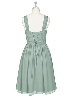 Azazie Angie Bridesmaid Dresses Agave A-Line Corset Chiffon Dress image9
