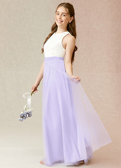 Azazie Albertine Junior Lilac A-Line Lace Chiffon Dress image3