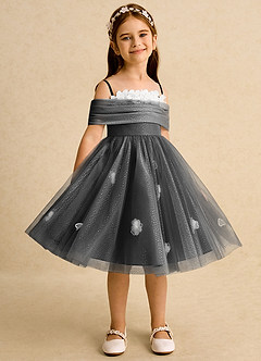 Azazie May Blumenmädchenkleider Ballkleid Plissee Tüll Kleid Schwarz image3