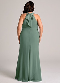 Azazie Doretta Bridesmaid Dresses Eucalyptus Mermaid Pleated Chiffon Dress image7