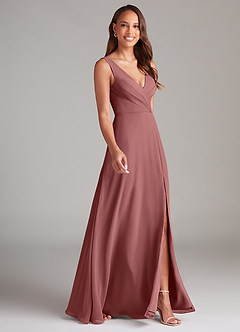 Azazie Nelly Bridesmaid Dresses Amethyst A-Line Pleated Chiffon Dress image3