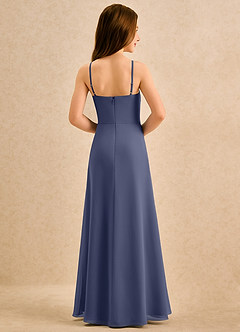 Azazie lolly Girls Formal Robe Demoiselle D'honneur Fillette Robe Trapèze en Mousseline de soie Plissée Bleu Orageux image2