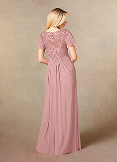 Azazie Holga Final Sale Dusty Rose A-Line V-Neck Lace Chiffon Dress image6