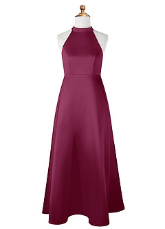Azazie Laurel Junior Robe Trapèze en Mat Satiné Mûre image6