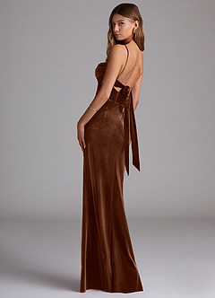 Azazie Mai Bridesmaid Dresses Umber Sheath Sweetheart Neckline Velvet Dress image2