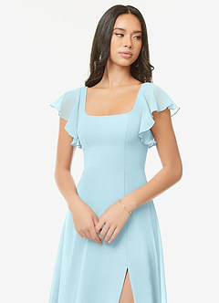 Azazie Bondi Brautjungfernkleider A-Linie Gekräuselt Chiffon Kleid Wolke Blau image6