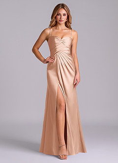 Azazie Sabrine Final Sale Rose Gold A-Line Sweetheart Neckline Stretch Satin Dress image5