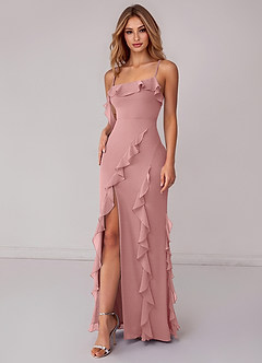 Azazie Malia Bridesmaid Dresses Dusty Rose Sheath Ruched Chiffon Dress image6