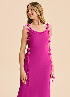 Azazie Trinity Junior Vestido Fucsia de Gasa de Corte Sirena con Plisado image4