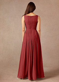 Azazie Ainsling Kleider für die Brautmutter A-Linie Quadratischer Ausschnitt Spitze Chiffon Kleid Rost image7