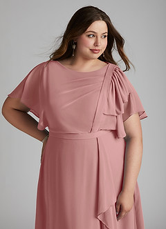 Azazie Aaliyah Modest Bridesmaid Dresses A-Line Scoop Pleated Chiffon Floor-Length Dress image11
