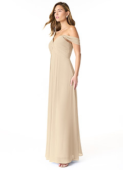 Azazie Kaitlynn Brautjungfernkleider Wandelbar Empire Gerafft Chiffon Kleid Champagner image4