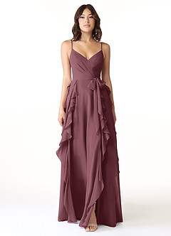 Azazie Peyton Bridesmaid Dresses Sangria A-Line Ruched Chiffon Dress image5