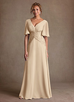 Azazie Milliat Suknie dla Matki Panny Młodej Linia A Koronka Szyfon Długość podłogi Sukienka image4