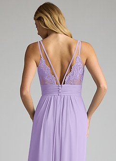 Azazie Maren Allure Bridesmaid Dresses Lilac A-Line V-Neck Lace Chiffon Dress image2
