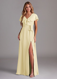 Azazie Lainey Brudtärnklänningar Klä av A-Linje i Chiffong med fickor Citronsorbet image3