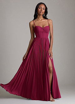 Azazie Akiko Bridesmaid Dresses Burgundy A-Line Sweetheart Neckline Chiffon Dress image1