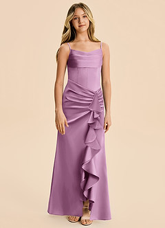 Azazie Rosalia Junior Robe Fourreau en Satin extensible Plissé Glycine image6