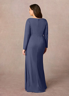 Azazie Risa Mother of the Bride Dresses Stormy Mermaid V-Neck Pleated Mesh Dress image8