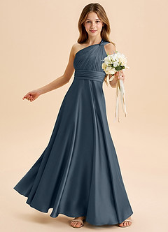 Azazie Charlize Junior Jurk van Stretch Satijn met A-Lijn Geplooid Schemering image4