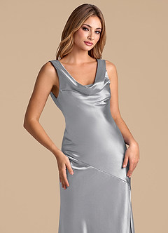 Azazie Rylina 신부 들러리 드레스 인어 메탈릭 새틴 바닥 길이 드레스 image7