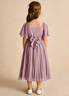 Azazie Gisele Flower Girl Dresses Dusty Rose A-Line Pleated Chiffon Dress image6