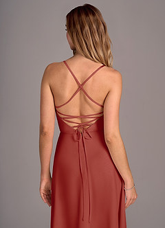 Azazie Mei Bridesmaid Dresses Terracotta A-Line Chiffon Dress image2