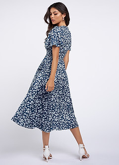 Express Yourself Navy Blue Floral Print Wrap Dress image2