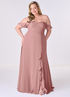 Barbie ♥ Azazie Jurken voor bruidsmeisjes Converteerbaar Jurk van Chiffon met A-Lijn Off the Shoulder Stoffige Roos image6