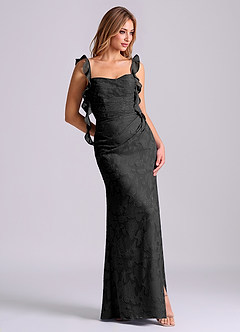 Azazie Jessamine Klänningar att prova hemma Klä av Sjöjungfru i Blommig Utbrändhet Korsett Svart image3