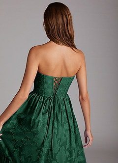 Azazie Delphina Bridesmaid Dresses Dark Green A-Line Strapless Floral Burnout Convertible Dress image6