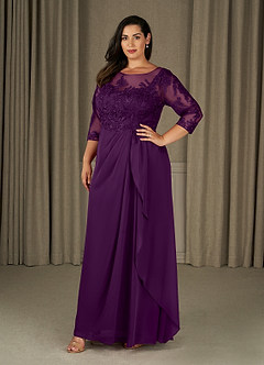 Azazie Calanthe Mother of the Bride Dresses Grape A-Line Scoop Chiffon Dress image6