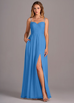 Azazie Joni Bridesmaid Dresses Blue Jay A-Line Strapless Chiffon Convertible Dress image4