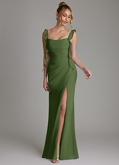 Azazie Jessamine Bridesmaid Dresses Olive Mermaid Corset Chiffon Dress image4