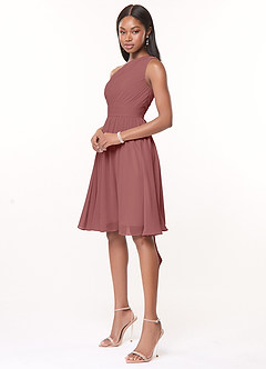 Azazie Katrina Bridesmaid Dresses Amethyst A-Line One Shoulder Chiffon Dress image3