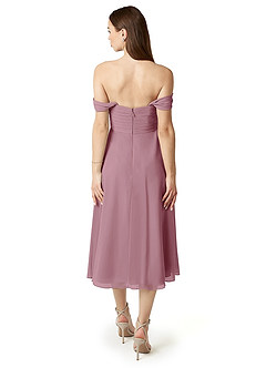 Azazie Vicenta Bridesmaid Dresses Vintage Mauve A-Line Off the Shoulder Chiffon Convertible Dress image2